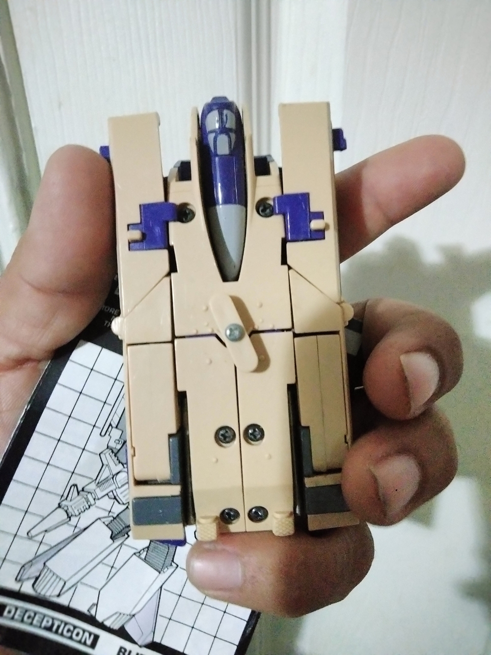Vintage 1980's Transformer Blitzwing Kids Toy - Tan & Purple